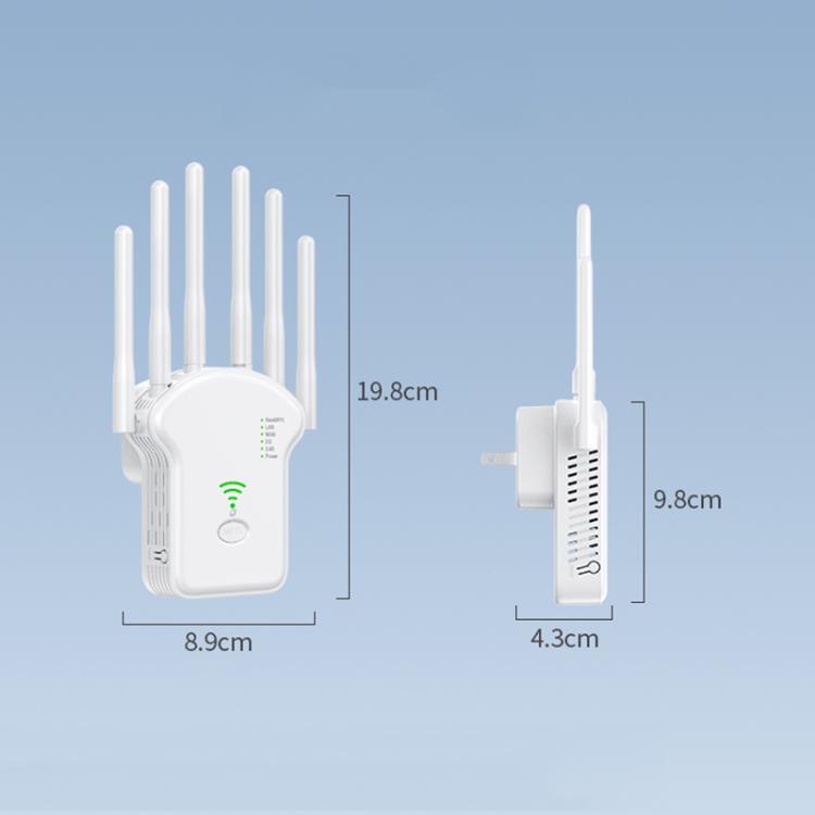 Urant U13 1200Mbps 2.4G/5G Dual Band WiFi Repeater Signal Amplifier US Plug Black