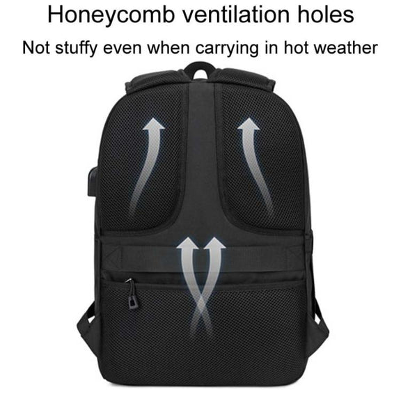 SKV B21071 Large Capacity Student School Bags Leisure Traveling Double Shoulder Laptop Backpack(Black)