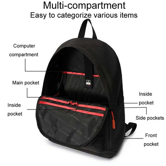 SKV B20537 Lightweight Traveling Double Shoulder Bag Large Capacity Laptop Backpack(Black)