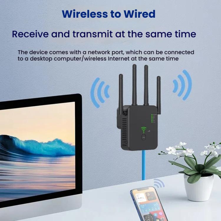 Urant U10 300Mbps 2.4G Wireless Repeater WiFi Signal Amplifier With 4 Antennas EU Plug White