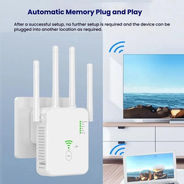 Urant U10 300Mbps 2.4G Wireless Repeater WiFi Signal Amplifier With 4 Antennas US Plug Black