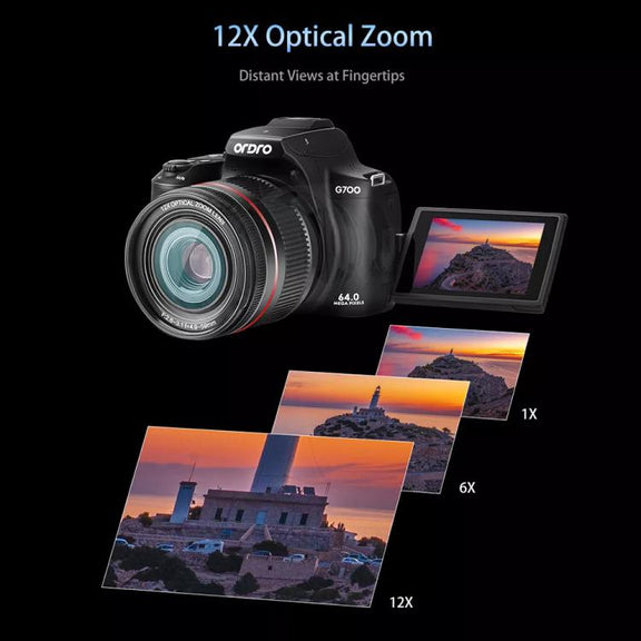 Ordro 4K Ultra HD Rotating Screen Optical Zoom Digital Camera