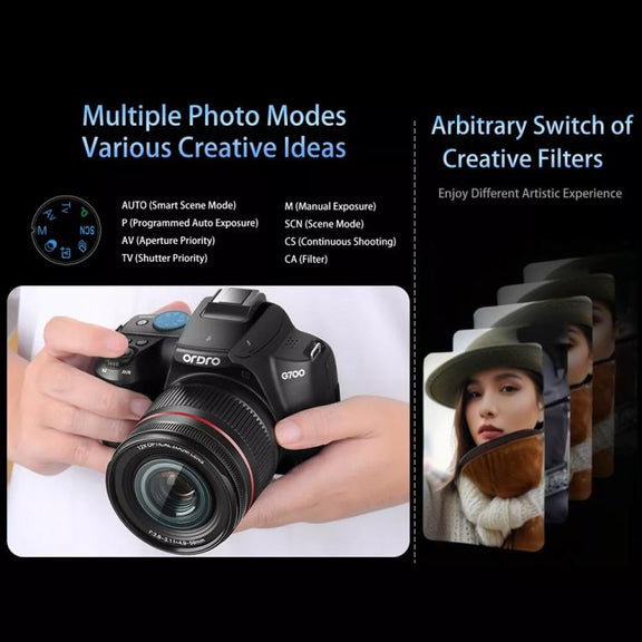 Ordro 4K Ultra HD Rotating Screen Optical Zoom Digital Camera