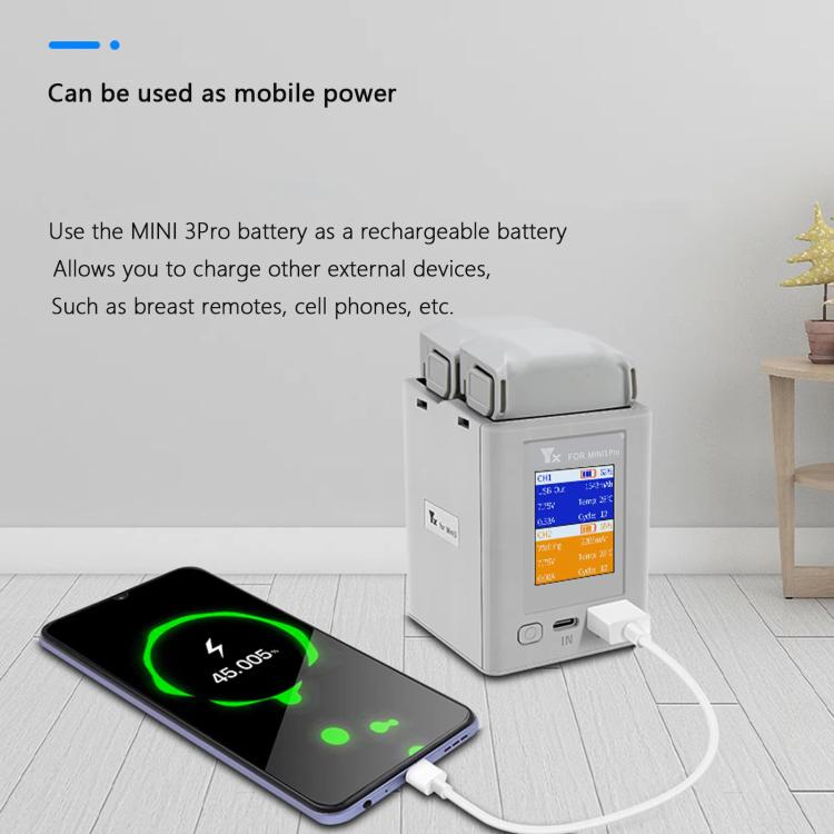 For DJI Mini 4 Pro / Mini 3 Pro / Mini 3 YX Color Screen Dual-way Charger Battery Manager With 65W EU Plug
