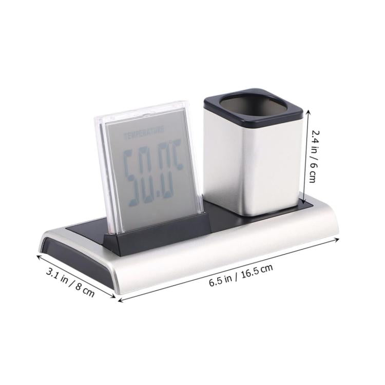 288A Multifunctional Colorful Calendar / Temperature Display LED Alarm Clock With Pen Holder(Silver)