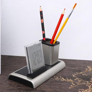 288A Multifunctional Colorful Calendar / Temperature Display LED Alarm Clock With Pen Holder(Silver)