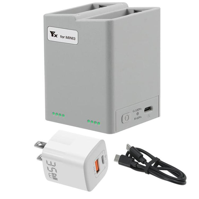 For DJI Mini 4 Pro / Mini 3 Pro / Mini 3 YX  Dual-Way Charger Battery Manager With 35W US Plug