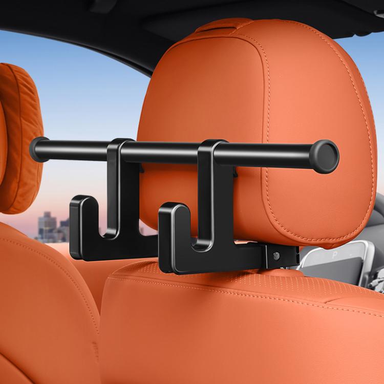 Universal Car Seat Back Double Hooks Umbrella Clothing Storage Rack(Black)