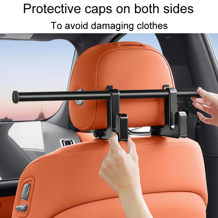 Universal Car Seat Back Double Hooks Umbrella Clothing Storage Rack(Black)