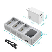 For DJI Mini 4 Pro / Mini 3 Pro / Mini 3 YX Color Screen 3-Way Charger Battery Manager With 65W EU Plug