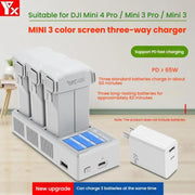 For DJI Mini 4 Pro / Mini 3 Pro / Mini 3 YX Color Screen 3-Way Charger Battery Manager Without Plug