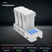 For DJI Mini 4 Pro / Mini 3 Pro / Mini 3 YX Color Screen 3-Way Charger Battery Manager With 65W EU Plug