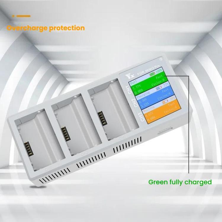 For DJI Mini 4 Pro / Mini 3 Pro / Mini 3 YX Color Screen 3-Way Charger Battery Manager With 65W EU Plug