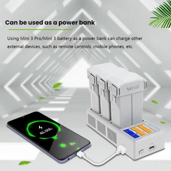 For DJI Mini 4 Pro / Mini 3 Pro / Mini 3 YX Color Screen 3-Way Charger Battery Manager With 65W EU Plug