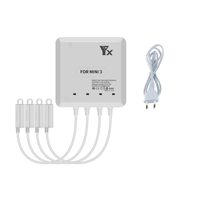 For DJI Mini 4 Pro / Mini 3 Pro / Mini 3 Drone YX 4-way Charger Battery Butler EU Plug
