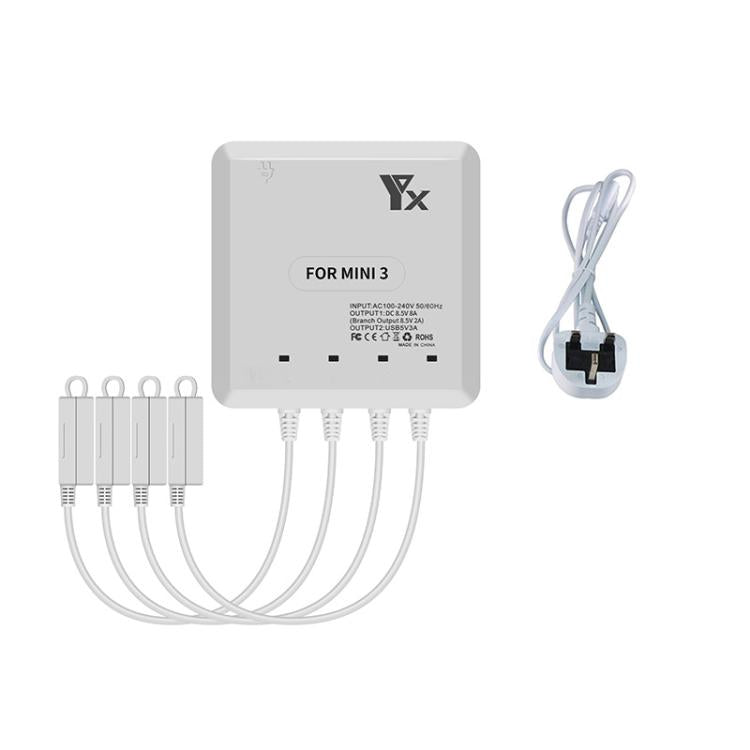 For DJI Mini 4 Pro / Mini 3 Pro / Mini 3 Drone YX 4-way Charger Battery Butler UK Plug