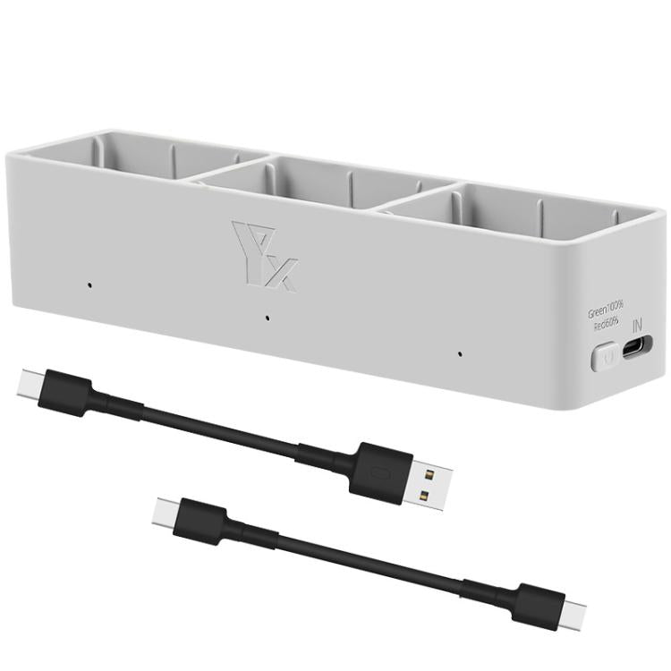 For DJI Avata 2 YX Charger 3-way Charging Butler Supports PD 65W(Silver Gray)