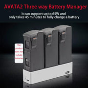 For DJI Avata 2 YX Charger 3-way Charging Butler Supports PD 65W(Silver Gray)