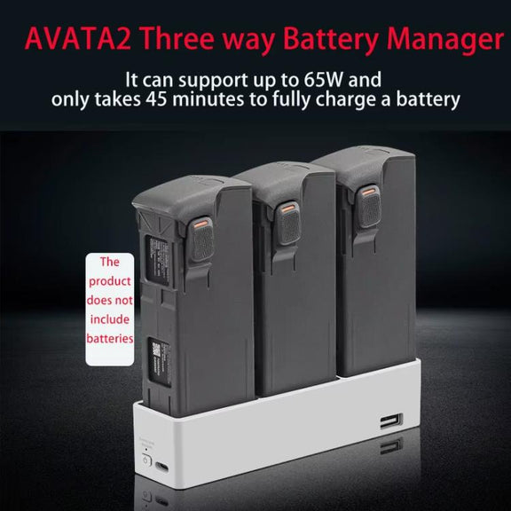 For DJI Avata 2 YX Charger 3-way Charging Butler Supports PD 65W(Silver Gray)