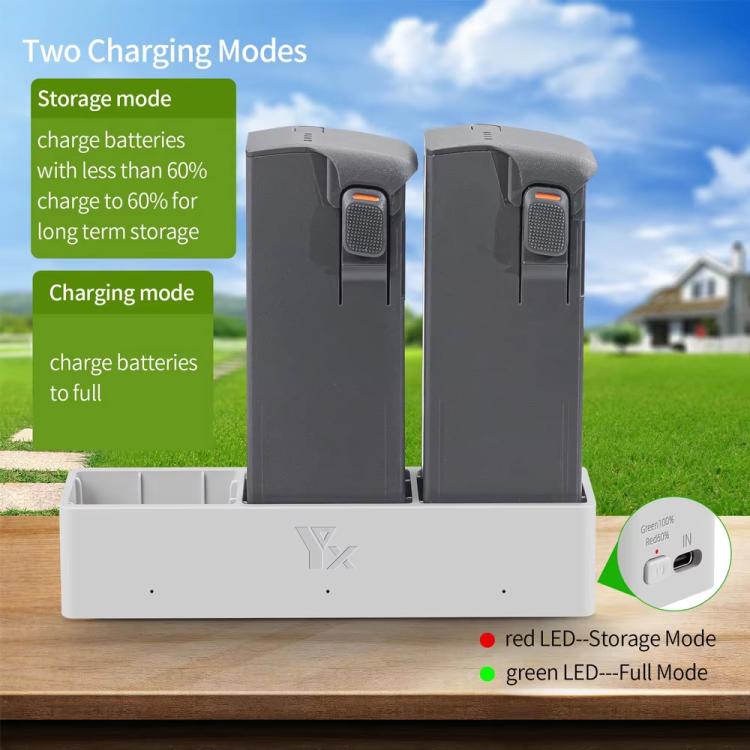 For DJI Avata 2 YX Charger 3-way Charging Butler Supports PD 65W(Silver Gray)