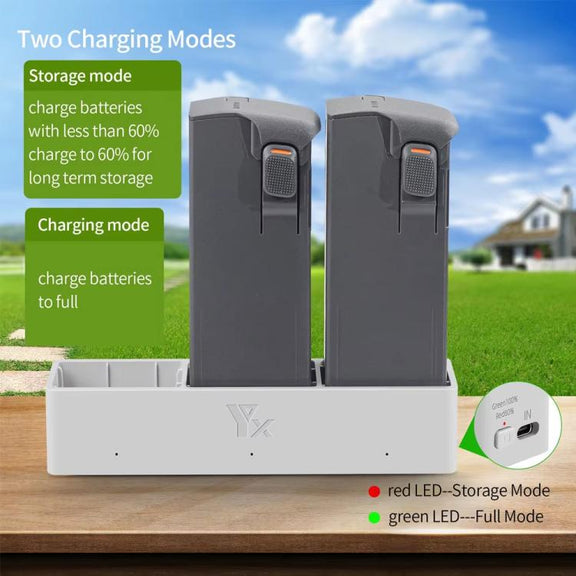 For DJI Avata 2 YX Charger 3-way Charging Butler Supports PD 65W(Silver Gray)