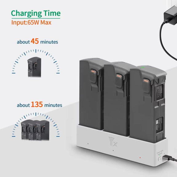 For DJI Avata 2 YX Charger 3-way Charging Butler Supports PD 65W(Silver Gray)