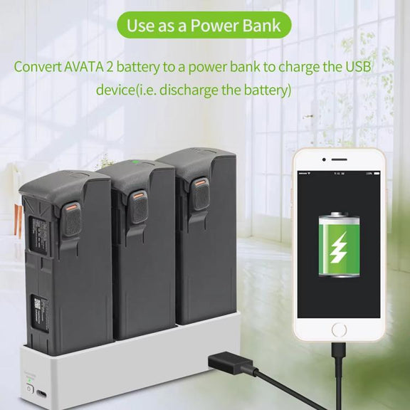 For DJI Avata 2 YX Charger 3-way Charging Butler Supports PD 65W(Silver Gray)
