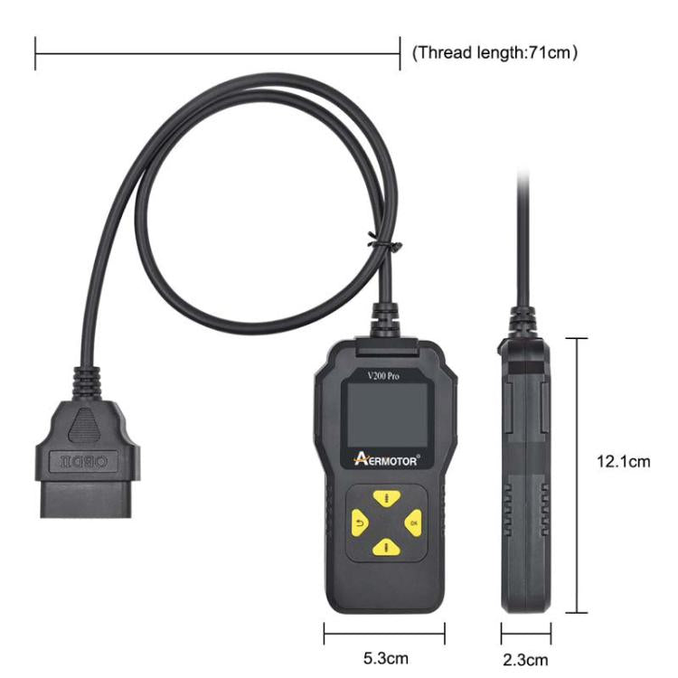 AERMOTOR V200PRO Car Troubleshooter Engine Inspection Scanner Readout Card ELM327 Battery Inspection Tool(Black)