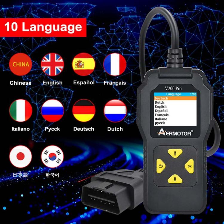 AERMOTOR V200PRO Car Troubleshooter Engine Inspection Scanner Readout Card ELM327 Battery Inspection Tool(Black)