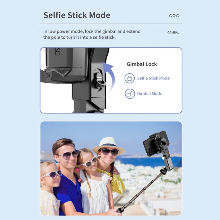 TokQi Q18 Desktop Wireless Remote Control Handheld Gimbal Stabilizer Fill Light Selfie Stick Tripod(Black)