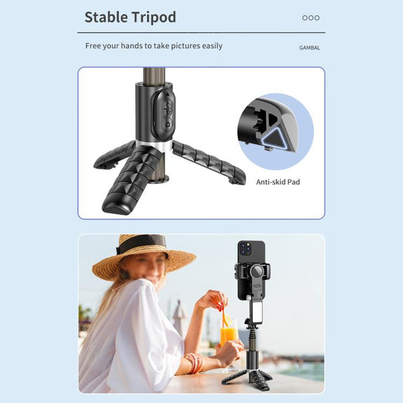 TokQi Q18 Desktop Wireless Remote Control Handheld Gimbal Stabilizer Fill Light Selfie Stick Tripod(Black)