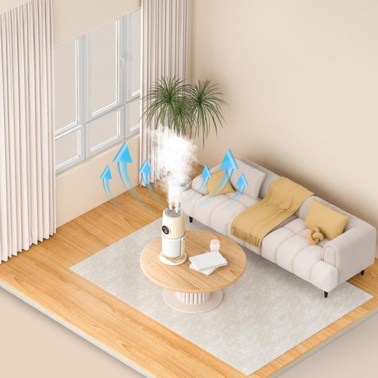 Desktop Dual Port Humidifier Portable Mini Air Purifier With Nightlight, Color: Beige