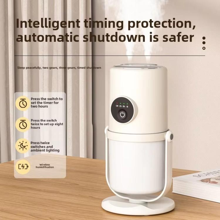 Desktop Dual Port Humidifier Portable Mini Air Purifier With Nightlight, Color: White+Base