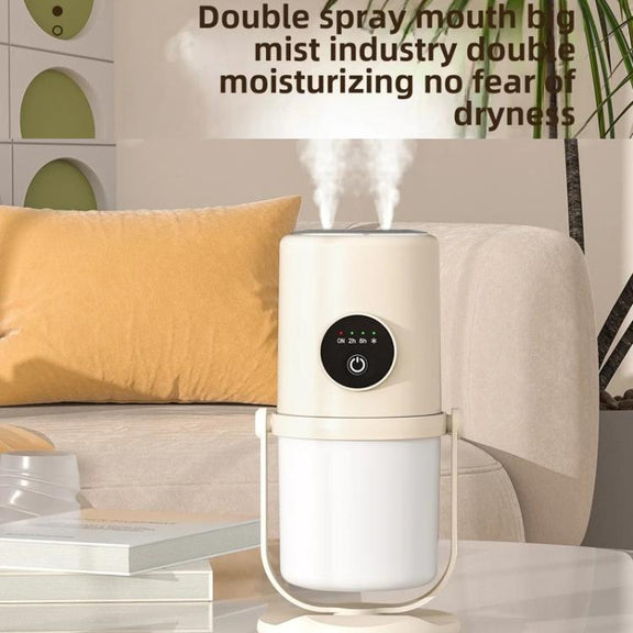 Desktop Dual Port Humidifier Portable Mini Air Purifier With Nightlight, Color: Beige+Base