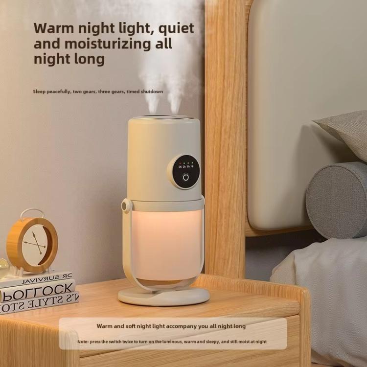 Desktop Dual Port Humidifier Portable Mini Air Purifier With Nightlight, Color: White+Base