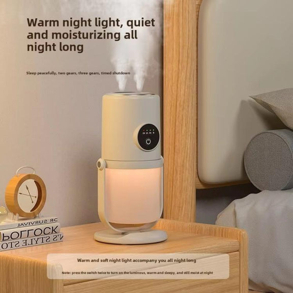 Desktop Dual Port Humidifier Portable Mini Air Purifier With Nightlight, Color: Beige