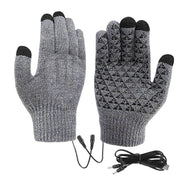 USB Heating Electric Warm Gloves Students Internet Writing Game Thickened Full Finger Knitted Heated Gloves, Size: Uniform(Gray)