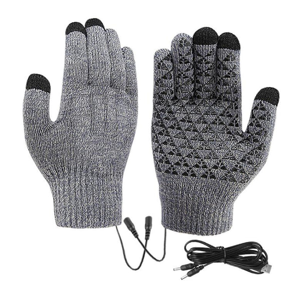 USB Heating Electric Warm Gloves Students Internet Writing Game Thickened Full Finger Knitted Heated Gloves, Size: Uniform(Gray)