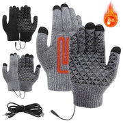 USB Heating Electric Warm Gloves Students Internet Writing Game Thickened Full Finger Knitted Heated Gloves, Size: Uniform(Gray)