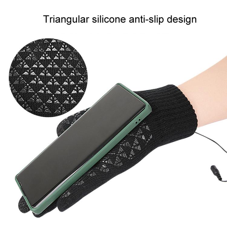 USB Heating Electric Warm Gloves Students Internet Writing Game Thickened Full Finger Knitted Heated Gloves, Size: Uniform(Gray)