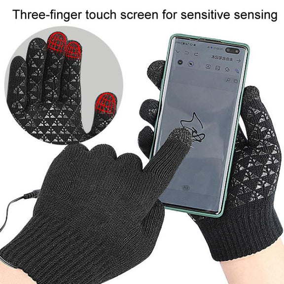 USB Heating Electric Warm Gloves Students Internet Writing Game Thickened Full Finger Knitted Heated Gloves, Size: Uniform(Gray)