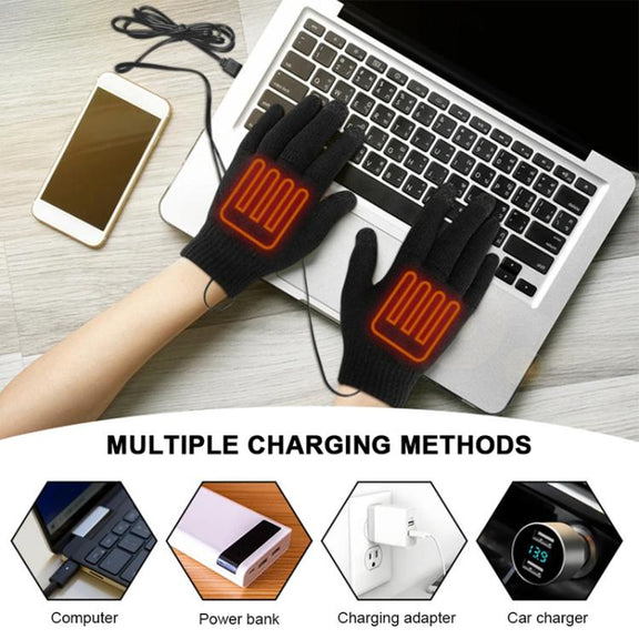 USB Heating Electric Warm Gloves Students Internet Writing Game Thickened Full Finger Knitted Heated Gloves, Size: Uniform(Gray)