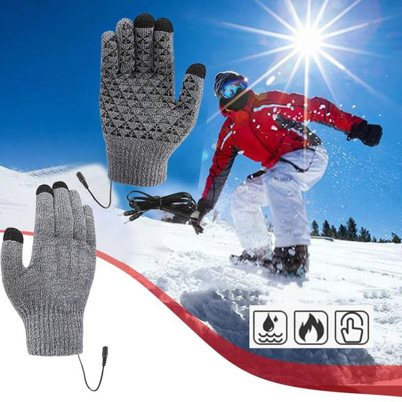 USB Heating Electric Warm Gloves Students Internet Writing Game Thickened Full Finger Knitted Heated Gloves, Size: Uniform(Gray)