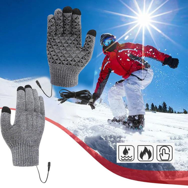 USB Heating Electric Warm Gloves Students Internet Writing Game Thickened Full Finger Knitted Heated Gloves, Size: Uniform(Gray)