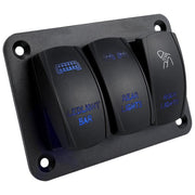 Blue Light Laser Engraved Panel Combination Switch For Car Boat, Specifications: 3-digit Panel