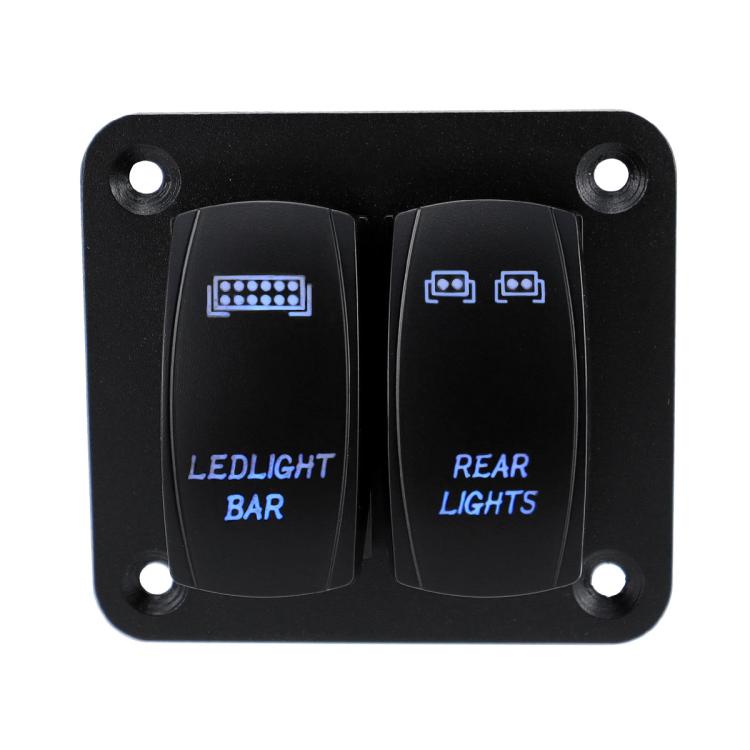 Blue Light Laser Engraved Panel Combination Switch For Car Boat, Specifications: 2-digit Panel