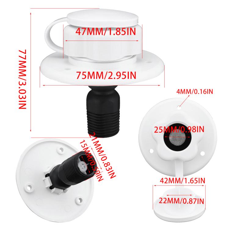 RV Ship Flange Threaded Leak-proof Water Inlet Connector Check Valve, Specifications: White 1