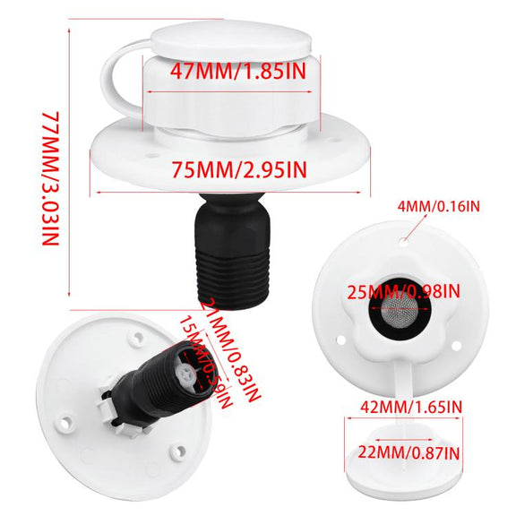 RV Ship Flange Threaded Leak-proof Water Inlet Connector Check Valve, Specifications: White 1
