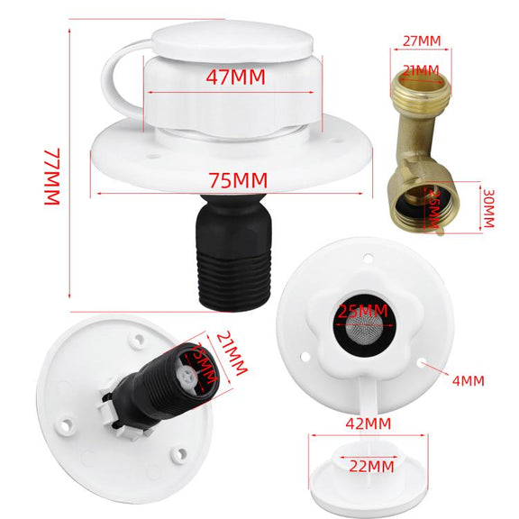 RV Ship Flange Threaded Leak-proof Water Inlet Connector Check Valve, Specifications: White 3