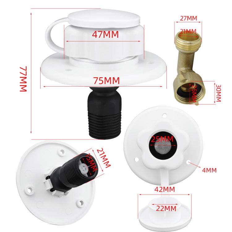 RV Ship Flange Threaded Leak-proof Water Inlet Connector Check Valve, Specifications: White 3